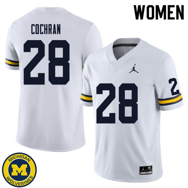 Women's University of Michigan #28 Tyler Cochran White High School Jersey